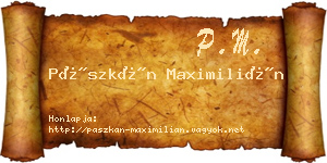 Pászkán Maximilián névjegykártya